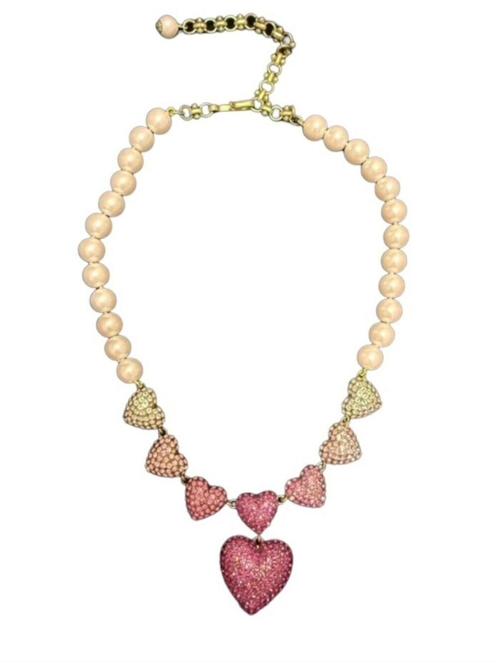 Heidi Daus Cotillion Heart Crystal Station Drop Necklace - Picture 1 of 11